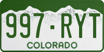CO license plate 997RYT