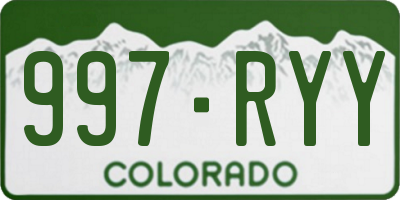 CO license plate 997RYY
