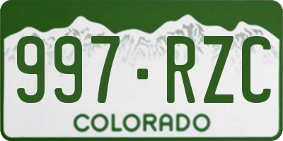 CO license plate 997RZC