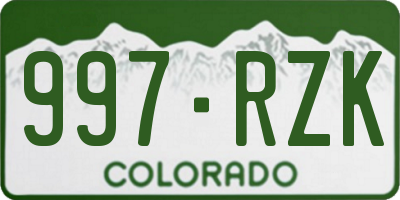 CO license plate 997RZK