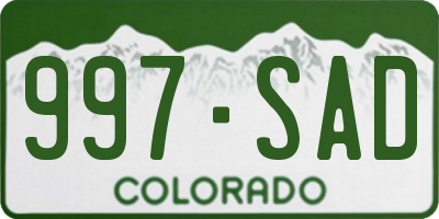 CO license plate 997SAD