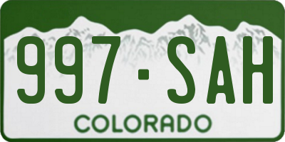 CO license plate 997SAH