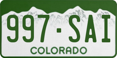 CO license plate 997SAI