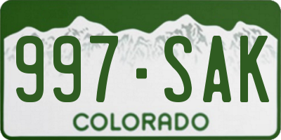 CO license plate 997SAK