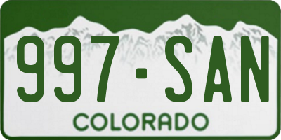 CO license plate 997SAN