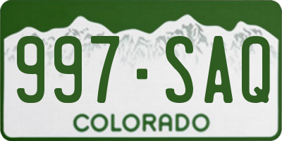 CO license plate 997SAQ
