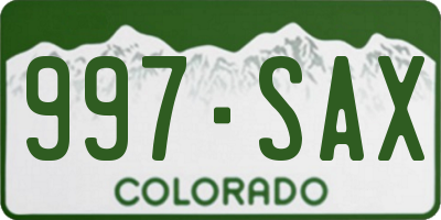 CO license plate 997SAX