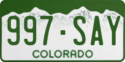 CO license plate 997SAY