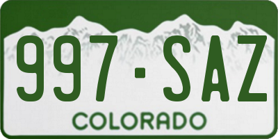CO license plate 997SAZ