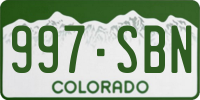 CO license plate 997SBN