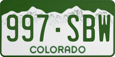 CO license plate 997SBW