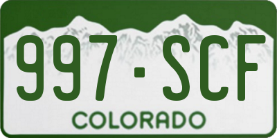 CO license plate 997SCF