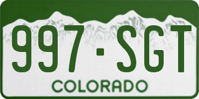CO license plate 997SGT