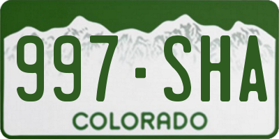 CO license plate 997SHA