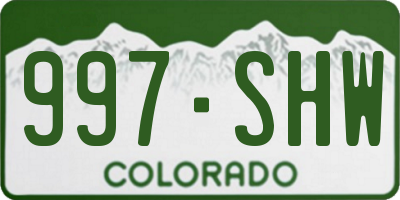CO license plate 997SHW