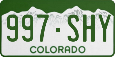 CO license plate 997SHY