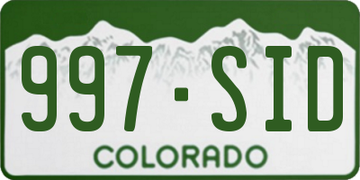 CO license plate 997SID