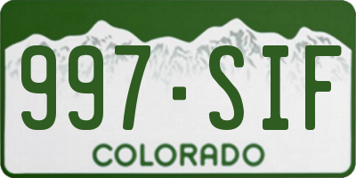 CO license plate 997SIF