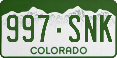 CO license plate 997SNK