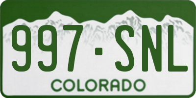 CO license plate 997SNL
