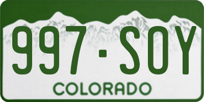 CO license plate 997SOY