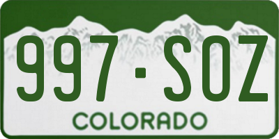 CO license plate 997SOZ