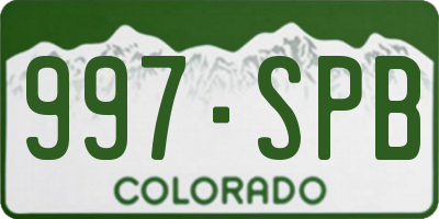 CO license plate 997SPB