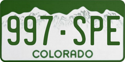 CO license plate 997SPE