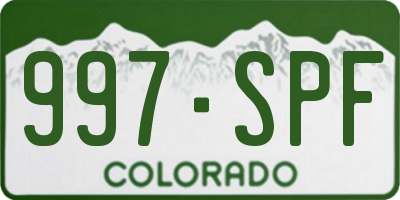 CO license plate 997SPF
