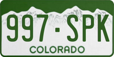 CO license plate 997SPK