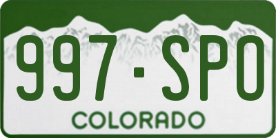 CO license plate 997SPO