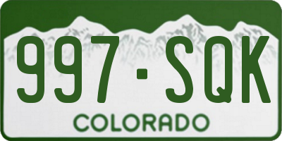 CO license plate 997SQK