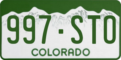CO license plate 997STO