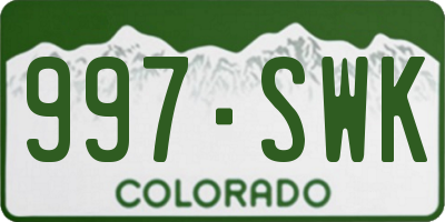 CO license plate 997SWK