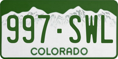 CO license plate 997SWL