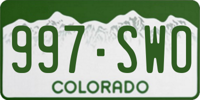 CO license plate 997SWO