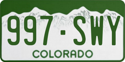 CO license plate 997SWY