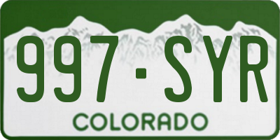 CO license plate 997SYR
