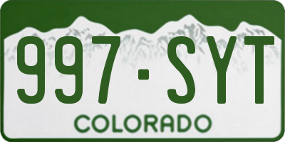 CO license plate 997SYT