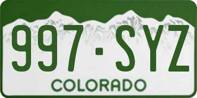 CO license plate 997SYZ