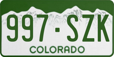 CO license plate 997SZK
