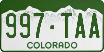 CO license plate 997TAA