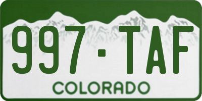 CO license plate 997TAF