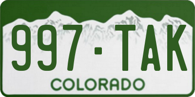 CO license plate 997TAK
