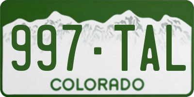 CO license plate 997TAL
