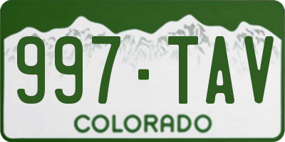 CO license plate 997TAV