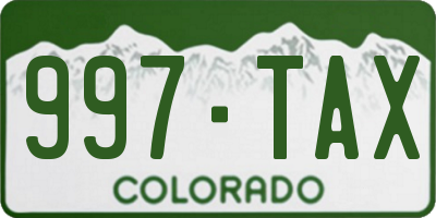 CO license plate 997TAX