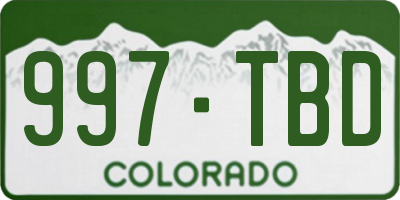 CO license plate 997TBD