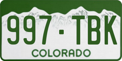 CO license plate 997TBK