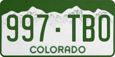 CO license plate 997TBO